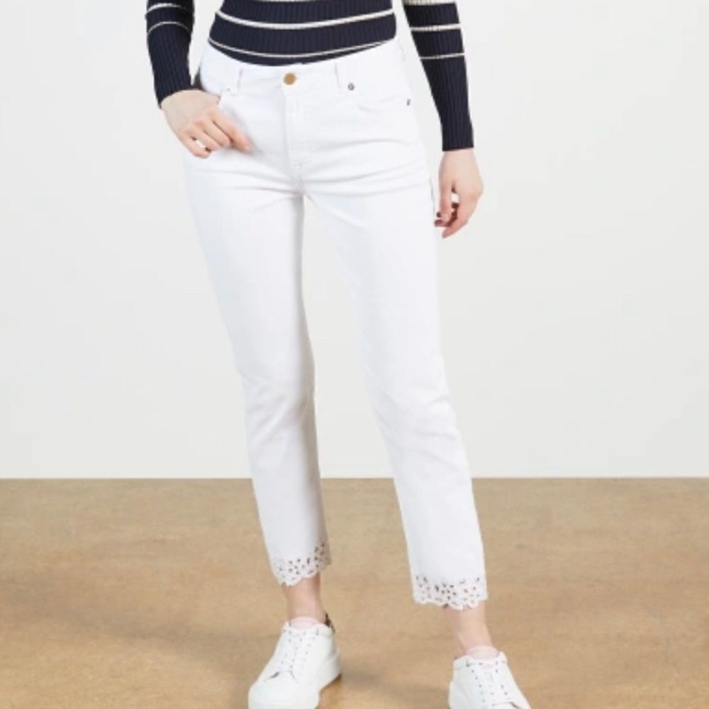 TED
BAKER Gold Bead Embroidered Hem Lillya Dainty Studded Jean retail $175 NWT